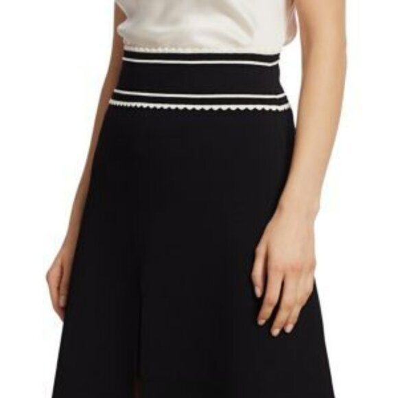 SANDRO Anna Scalloped Black & White A-Line Skirt.  SZ 3 - Picture 6 of 8